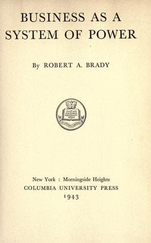 Business As a System of Power (Essay Index Reprint Series)
